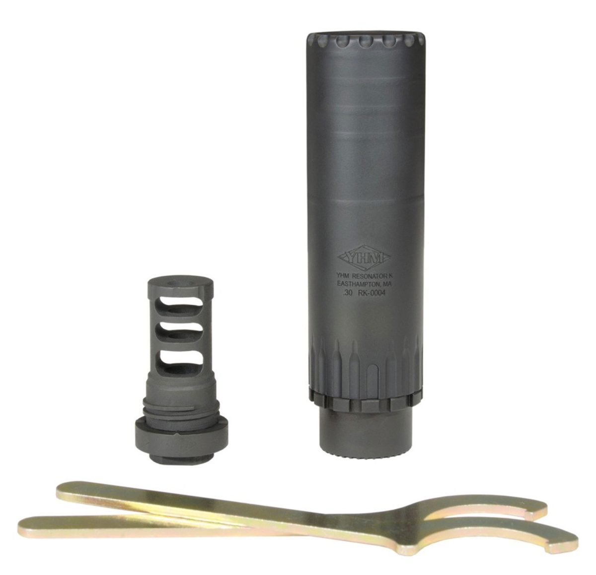 Yankee Hill 2150Mb24 Resonator K Muzzle Brake Black Matte Cerakote 17-4 Stainless Steel With 5/8&Quot;-24 Tpi Threads For 30 Cal Ar-Platform