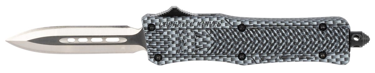 Cobratec Knives Scfctk1Sdadns Ctk-1  Small 2.75&Quot; Otf Dagger Plain D2 Steel Blade/Carbon Fiber Aluminum Handle Features Glass Breaker Includes Pocket Clip