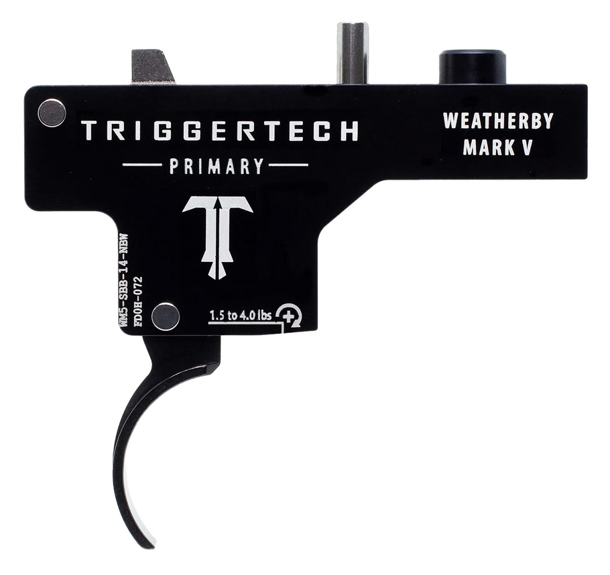 Triggertech Wm5Sbb14Nbw Primary  Single-Stage Curved Trigger With 1.50-4 Lbs Draw Weight &Amp; Black Pvd Finish For Weatherby Mark V