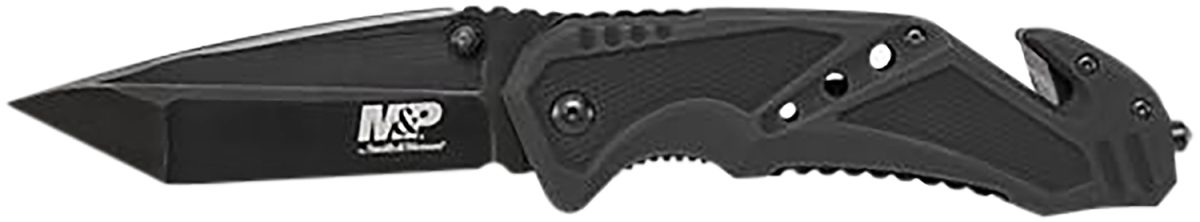 Smith &Amp; Wesson Knives Swmp11Bcp M&Amp;P Rescue 3.80&Quot; Folding Tanto Plain Black Stainless Steel Blade Black G10 Handle Features Glass Breaker/Seat Belt Cutter Includes Pocket Clip