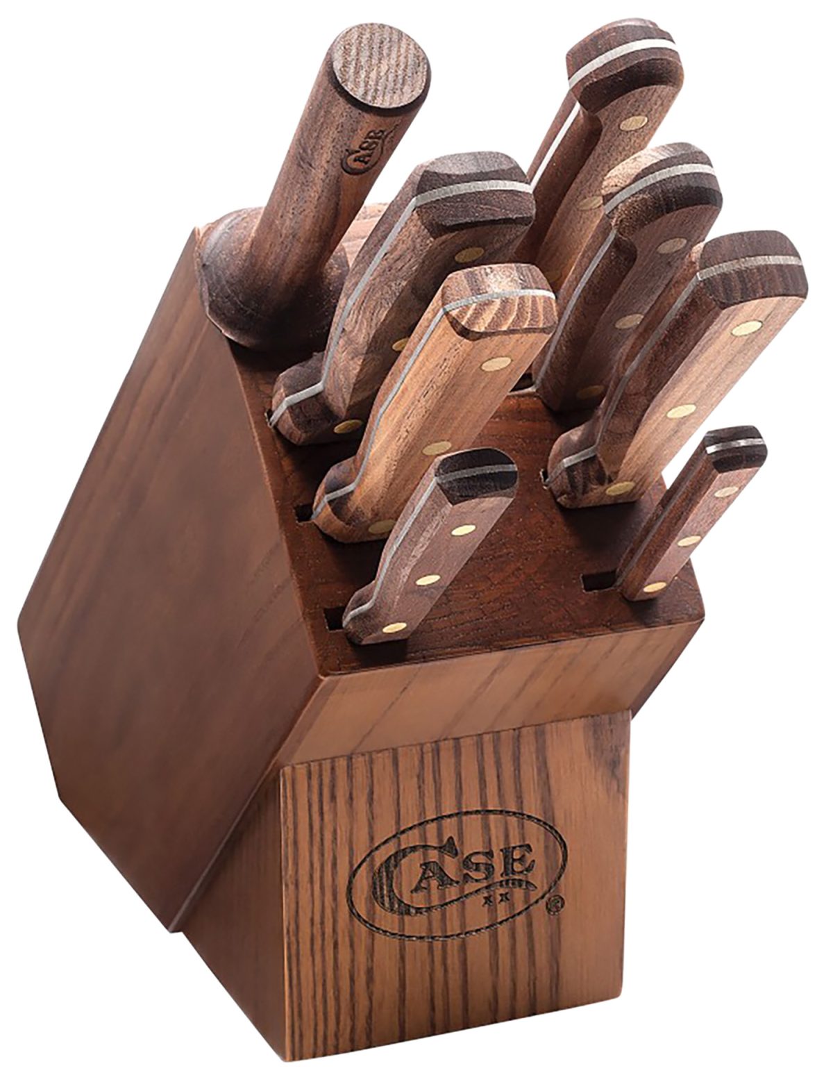 Case 10249 Household Cutlery Set Plain/Serrated Satin Tru-Sharp Ss Blade Walnut Handle 9 Piece