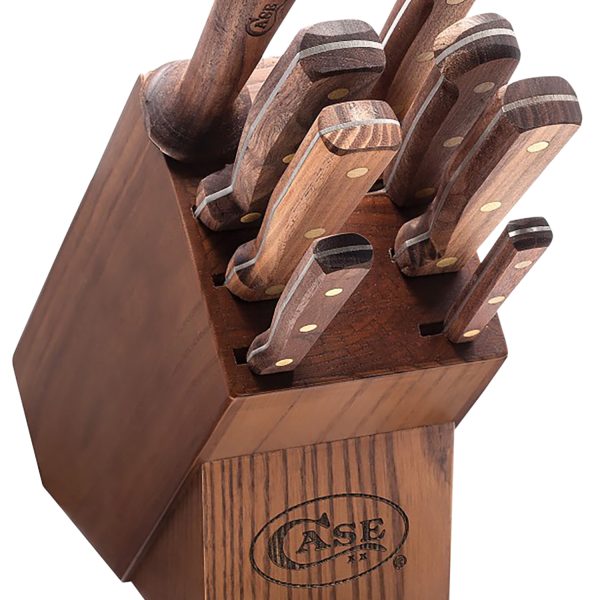 Case 10249 Household Cutlery Set Plain/Serrated Satin Tru-Sharp SS Blade Walnut Handle 9 Piece