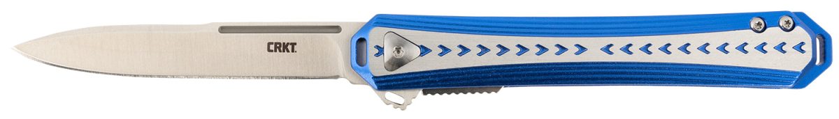Crkt 6710 Stickler  3.38&Quot; Folding Plain Satin 12C27 Sandvik Blade/ Blue &Amp; Silver Aluminum Handle Includes Pocket Clip