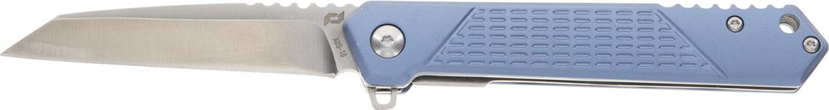 Schrade 1159320 Inert  Edc 3.25&Quot; Folding Wharncliffe Part Serrated Satin Aus-10A Ss Blade, 4.25&Quot; Blue Aluminum Handle