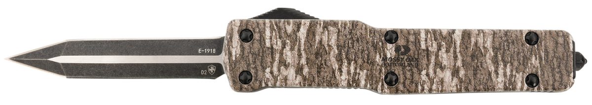 Templar Knife Mamob121 Mossy Oak Lightweight Slim 3.16&Quot; Otf Dagger Plain Black Oxide Stonewashed Powder Coated D2 Steel Blade/ 4.93&Quot; Mossy Oak Bottomland Aged Aluminum Handle