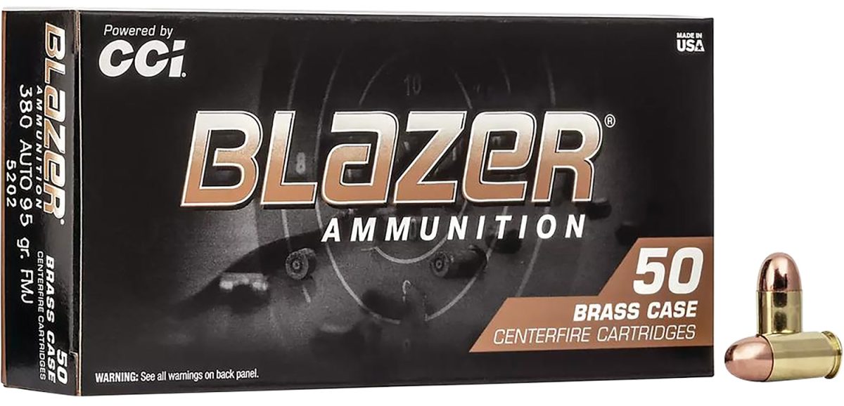 Cci 5202 Blazer Brass Handgun 380Acp 95Gr Full Metal Jacket 50 Per Box/20 Case