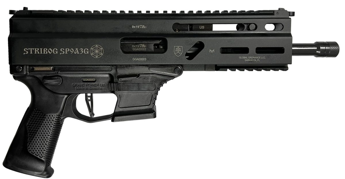 Grand Power 8588005808545 Sp9A3G Stribog 9Mm Luger 30+1 8&Quot; Black Threaded Barrel, M-Lok Handguard, Black Aluminum Picatinny Rail Receiver, Black Polymer Grip, Thread Protector
