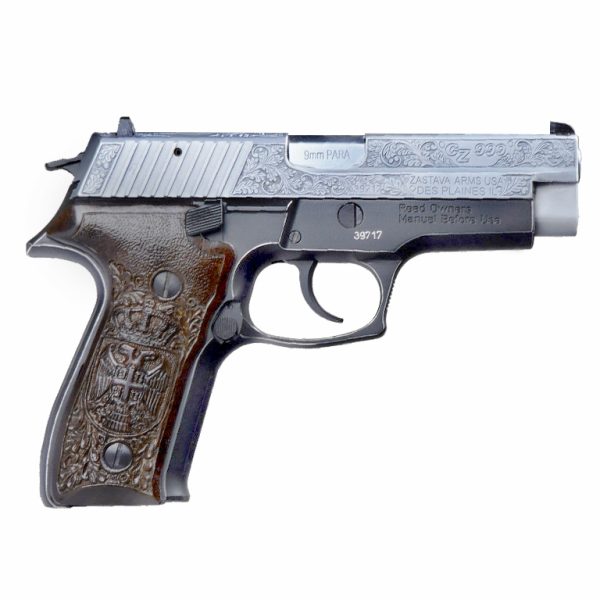 ZAS CZ999 9MM CHROME HAND ENGRAVED & CASE TOO
