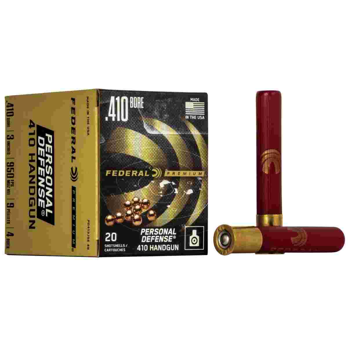FEDERAL Premium Personal Defense 410 Handgun Shotshell Ammunition - Judge .410 Ga 3" 9 Plts #4b 950 Fps - 20/box
