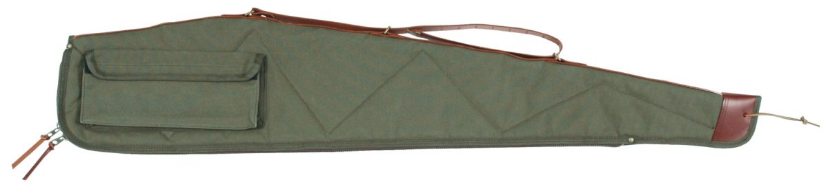 Bob Allen 14536 Canvas Rifle Case 40&Quot; Green Canvas W/ Quilted Flannel Lining Leather Sling &Amp; Self-Repairing Nylon Zipper