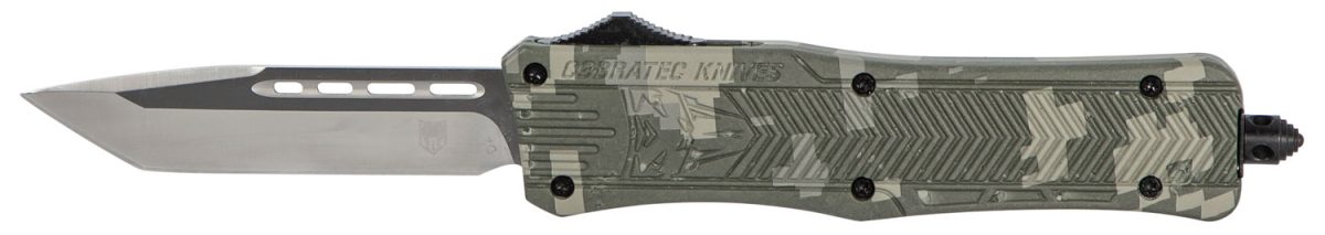Cobratec Knives Madcctk1Mtns Ctk-1  Medium 3&Quot; Otf Tanto Plain D2 Steel Blade/Army Digicamo Aluminum Handle Features Glass Breaker Includes Pocket Clip