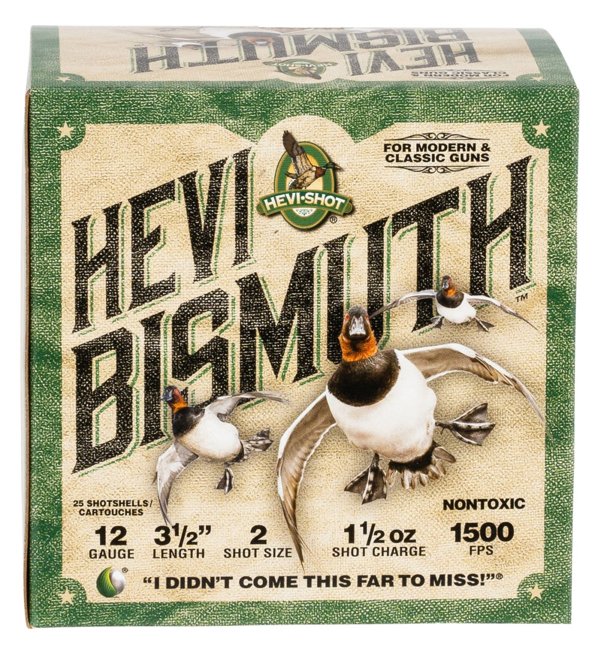 Hevi-Shot Hs14502 Hevi-Bismuth  12Gauge 3.50&Quot; 1 1/2Oz Bismuth 2Shot 25 Per Box/10 Case
