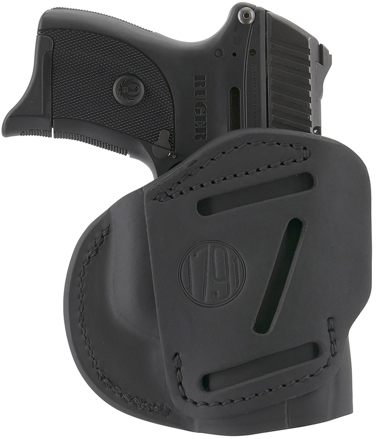 1791 Gunleather 4Wh4Sbll 4-Way  Iwb/Owb Size 04 Stealth Black Leather Belt Clip Compatible W/Glock 26/Springfield Xd/Xds/S&Amp;W M&Amp;P Shield Plus Left Hand