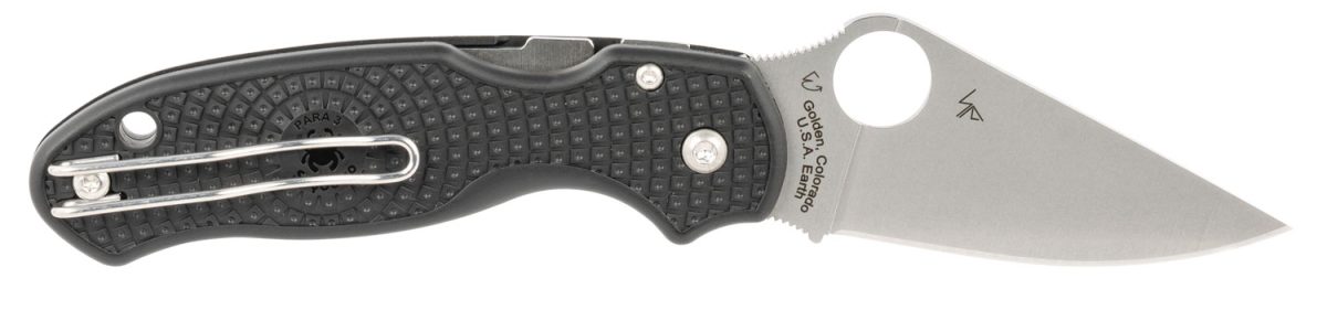 Spyderco C223Pbk Para 3 Lightweight 2.92&Quot; Folding Clip Point Plain Cts Bd1 Ss Blade Frn Black Includes Pocket Clip