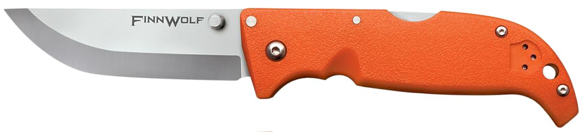 Cold Steel Cs20Npj Finn Wolf 3.50&Quot; Folding Straight Back Plain Satin Polished Aus-8A Ss Blade/Blaze Orange Griv-Ex Handle Includes Pocket Clip
