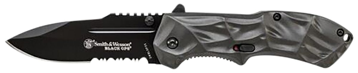 Smith &Amp; Wesson Knives Swblop3Cp Black Ops  3.40&Quot; Folding Tanto Plain 4034 Ss Blade Aluminum Handle Includes Pocket Clip