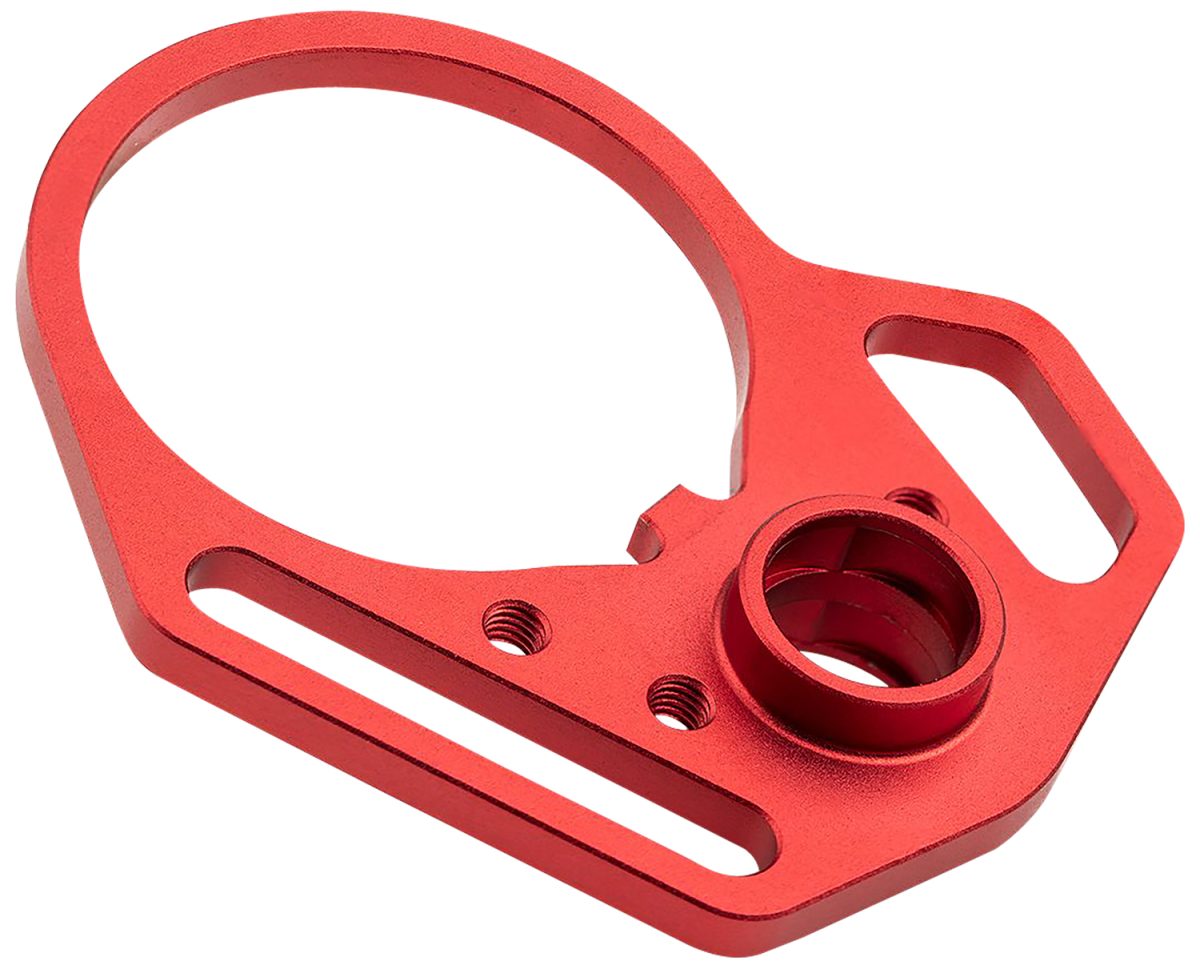 Strike Industries Arulmfep&Amp;Acnred Qd End Plate Qd End Plate With Hook Attachments &Amp; Anti-Rotation Castle Nut, Red Finish