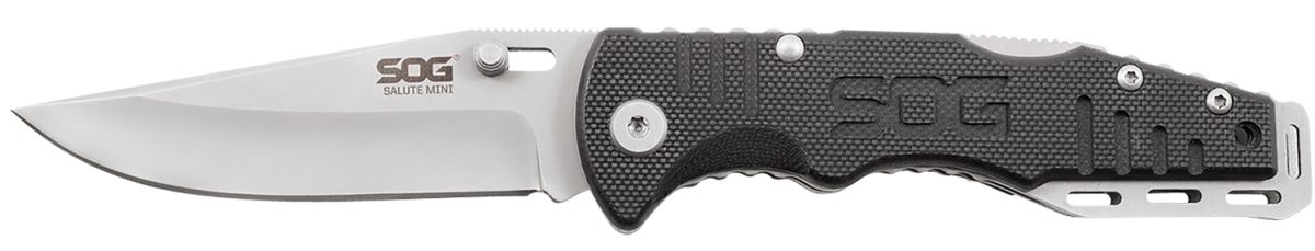S.o.g Sogff1001C Salute Mini 3.10&Quot; Folding Clip Point Plain Bead Blasted 8Cr13Mov Ss Blade Black G10 Handle Includes Pocket Clip
