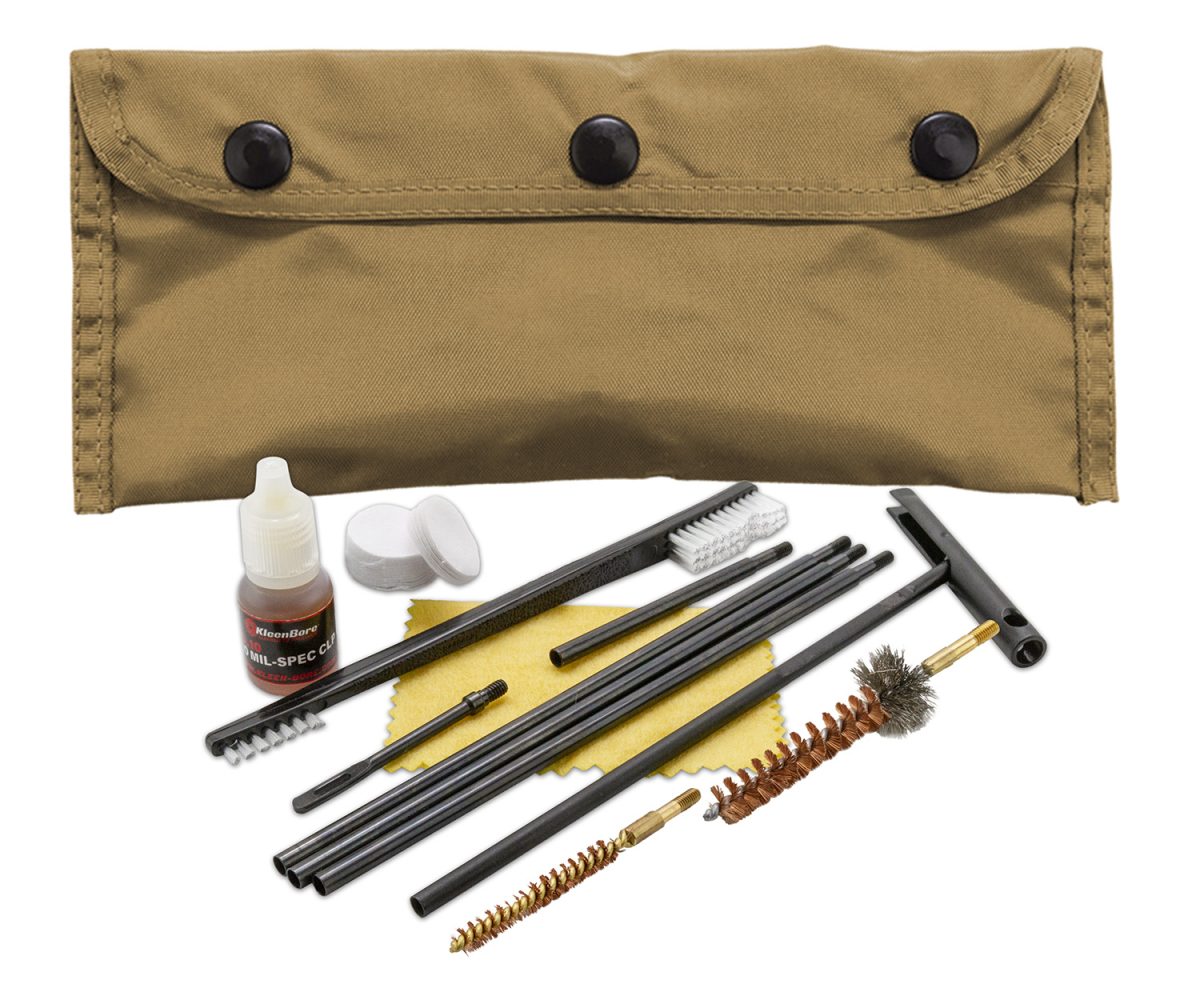 Kleenbore Pou302T Modular Cleaning Kit Coyote Tan Multi-Caliber Handgun/Rifle Bronze/Nylon Bristles Nylon Case