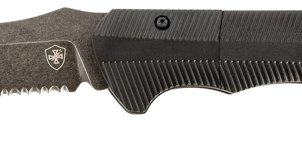 Templar Knife AAABK521 Auto Assist  3.50" Folding Tanto Part Serrated Black Oxide Stonewashed Powder Coated D2 Steel Blade/ 4.25" Aged Aluminum Handle