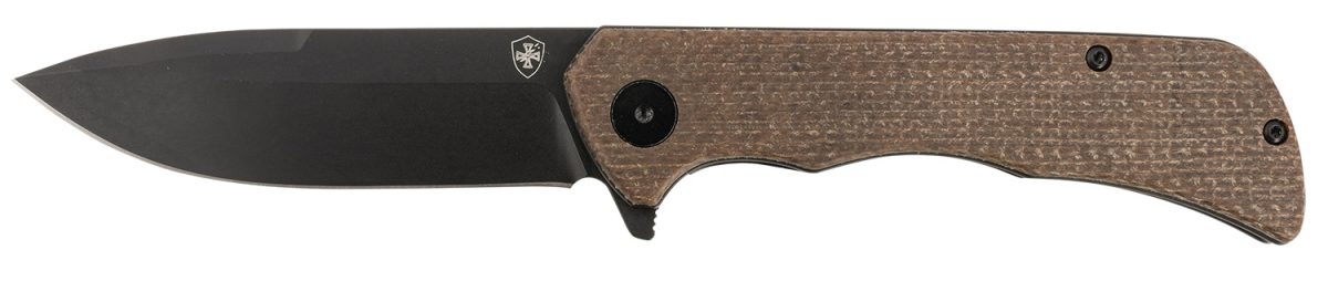 Templar Knife Pfmbn321 Paladin  3.27&Quot; Folding Drop Point Plain Black Powder Coated D2 Steel Blade, 4.40&Quot; Brown Micarta Handle