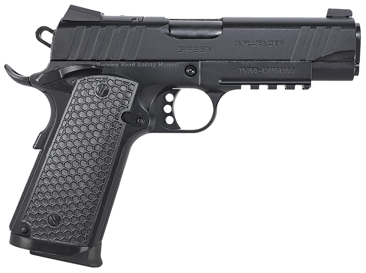 Girsan 391045 Mc1911 C Influencer Compact 10Mm Auto 9+1 4.40&Quot; Blued Steel Barrel, Black Cerakote Optic Ready/Serrated Steel Slide &Amp; Frame W/Picatinny Rail &Amp; Beavertail, Black Polymer Grip