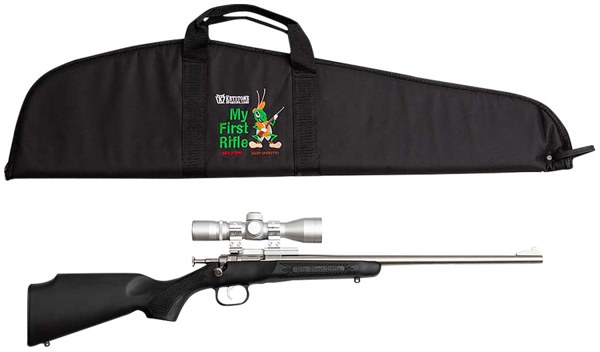 Crickett Ksa2245Bsc My First Rifle Package 22 S/L/Lr Single Shot 16.10&Quot; Stainless Steel Barrel &Amp; Receiver, Black Synthetic Fixed Stock, 4X32 Scope