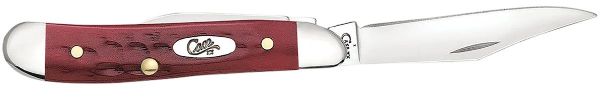 Case 00781 Peanut  Medium 2.10&Quot;/1.53&Quot; Folding Clip Point/Pen Plain Mirror Polished Tru-Sharp Ss Blade Corn Cob Jigged Old Red Bone Handle