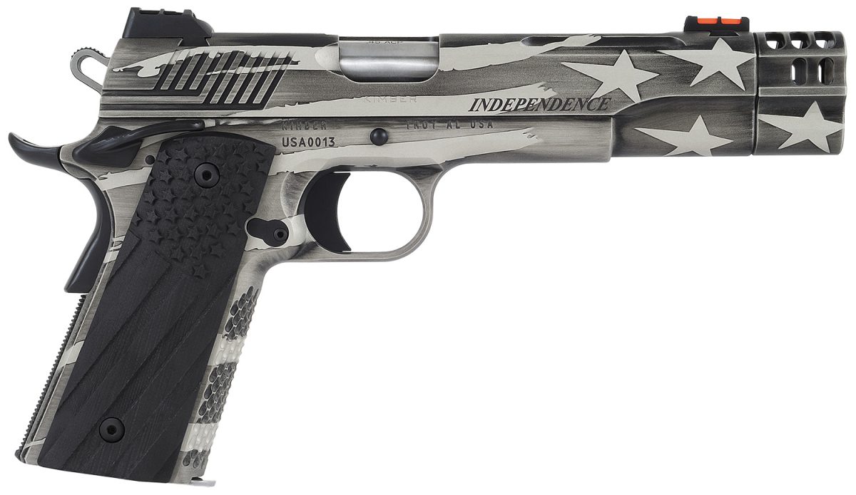 Kimber Mfg.,Inc 3700840 Independence 1911  45 Acp 8+1 5&Quot; Rear Serrations Stainless Steel Slide Custom Flag Themed Cerakote G-10 Grip
