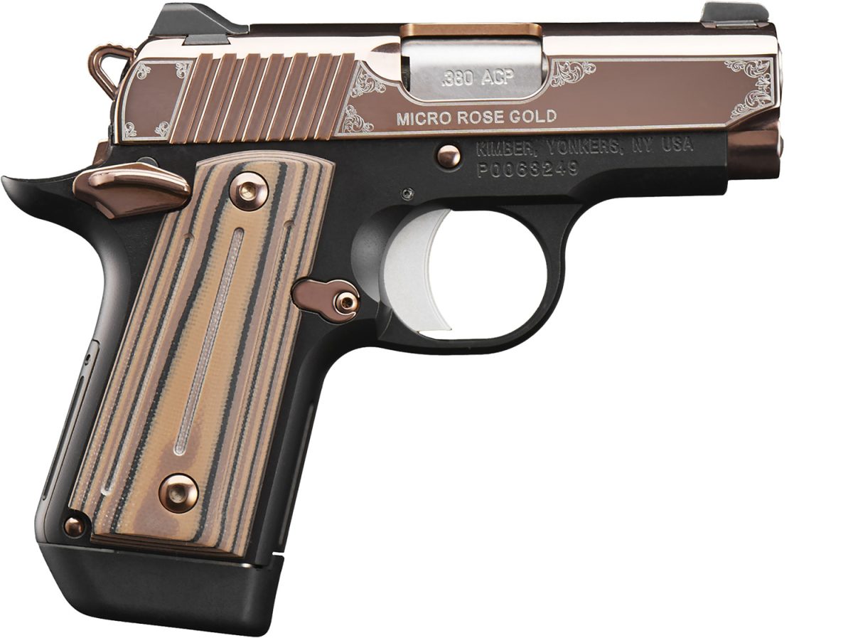 Kimber Mfg.,Inc 3300173 Micro Rose Gold Ns 380 Acp 7+1 2.75&Quot; Rose Gold Pvd Coating Steel Slide Matte Black G10 Grip