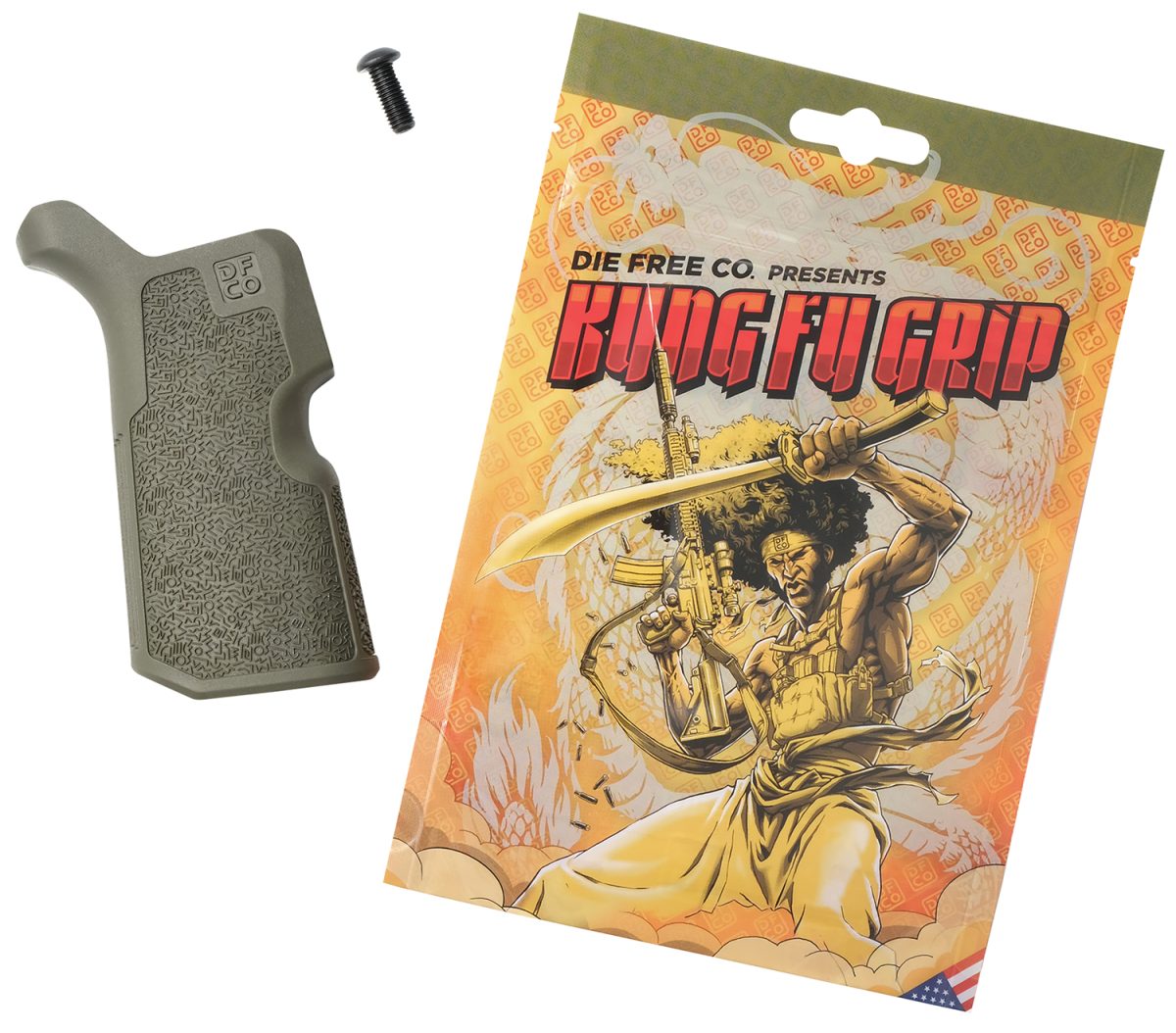 Die Free Co Llc Kfgodg Kung Fu Grip  Olive Drab Nylon Fits Ar15/M4/Ar10/Sr25