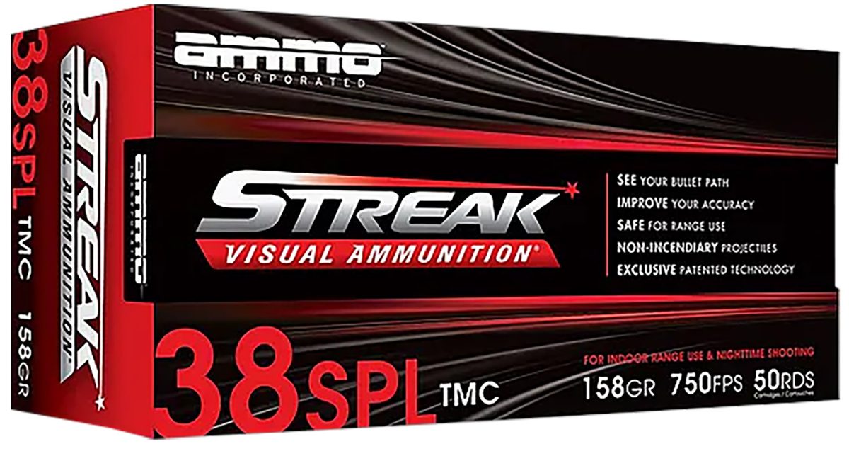 Ammo Inc 38158Tmcstrkred50 Streak Visual (Red)  38Special 158Gr Total Metal Case 50 Per Box/20 Case