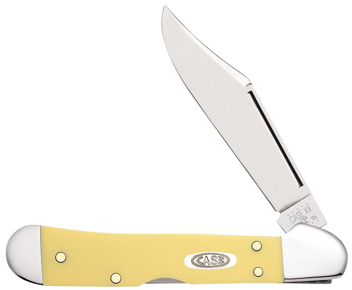 Case 30116 Copperlock  Mini 2.72&Quot; Folding Clip Point Plain Mirror Polished Carbon Steel Blade, Yellow Synthetic Handle