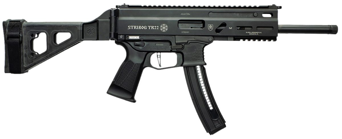 Grand Power 197892004817 Tr22 Stribog 22 Lr 25+1 8&Quot; Black Threaded Barrel, Black Picatinny Rail Receiver, Black Aluminum Frame W/Lower Picatinny Rail, Sb Tactical Brace, Black Polymer Grips