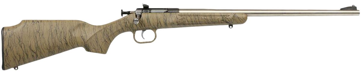 Crickett Ksa2443 Gen2  Youth 22 Lr 1Rd 16.13&Quot; Stainless Single Shot Barrel, Stainless Steel Receiver, Tan W/Black Webbing Fixed Synthetic Stock