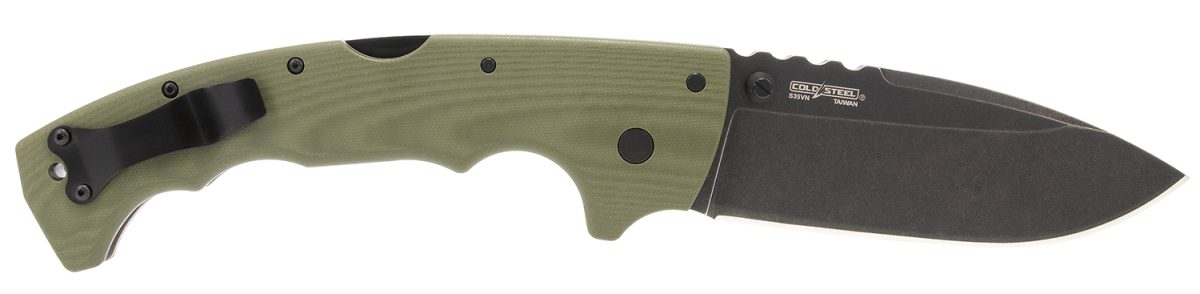 Cold Steel Csfl50Max 5-Max  5&Quot; Folding Drop Point Plain Black Stonewashed S35Vn Blade, 7.13&Quot; Od Green Textured G10 Handle