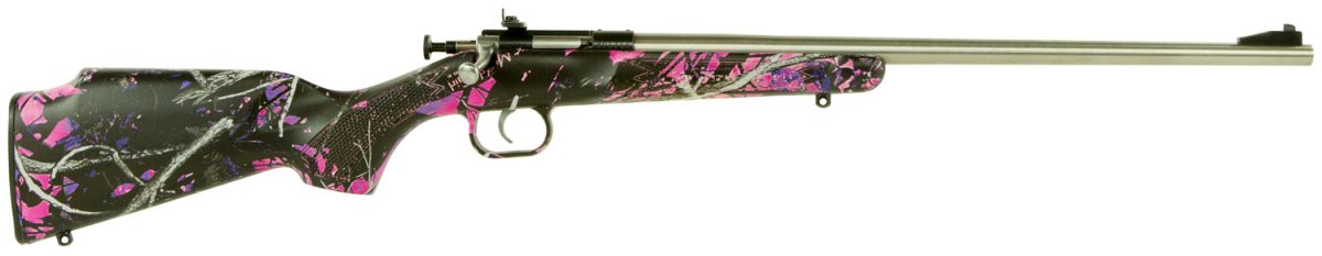 Crickett Ksa2167 Youth  22 Lr 1Rd 16.12&Quot; Stainless Steel Barrel, Fixed Front/Adjustable Rear Peep Sights, Hydro Dipped Muddy Girl Synthetic Stock W/11.5&Quot; Lop, Rebounding Firing Pin Safety