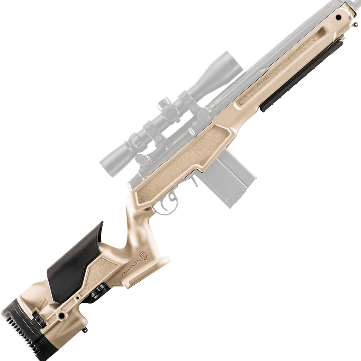 Archangel Aam1Adt Precision Stock  Desert Tan Synthetic Fixed With Adjustable Cheek Riser For Springfield M1A, M14