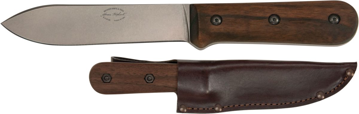 Ka-Bar Bk62 Becker Kephart 5.13&Quot; Fixed Drop Point Plain Satin Stonewashed 1095 Cro-Van Blade, Walnut Handle, Includes Sheath
