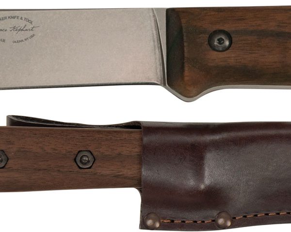 Ka-Bar BK62 Becker Kephart 5.13" Fixed Drop Point Plain Satin Stonewashed 1095 Cro-Van Blade, Walnut Handle, Includes Sheath