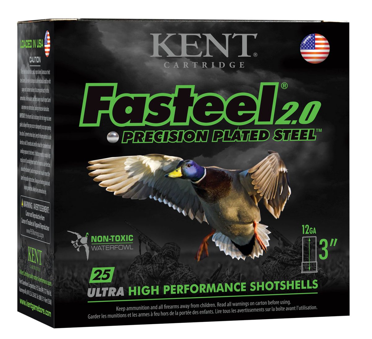 Kent Cartridge K123Fs402 Fasteel 2.0  12 Gauge 3&Quot; 1 3/8 Oz 2 Shot 25 Per Box/ 10 Case