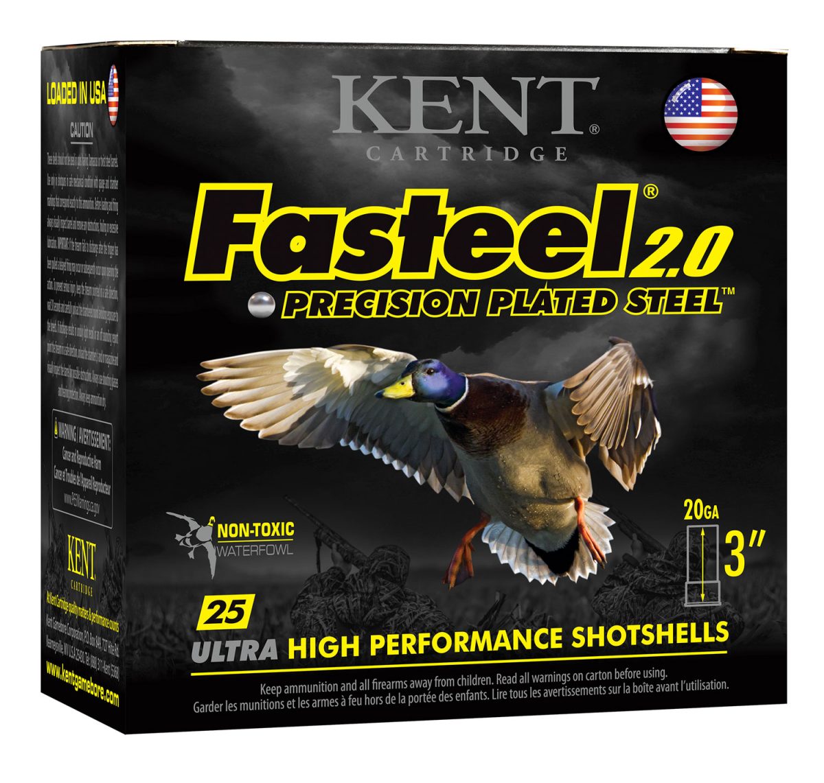 Kent Cartridge K203Fs244 Fasteel 2.0  20 Gauge 3&Quot; 7/8 Oz 4 Shot 25 Per Box/ 10 Case
