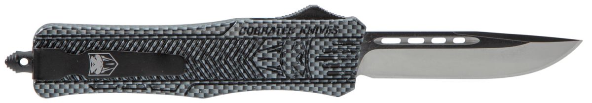 Cobratec Knives Mcfctk1Mdns Ctk-1  Medium 3&Quot; Otf Drop Point Plain D2 Steel Blade/Carbon Fiber Aluminum Handle Features Glass Breaker Includes Pocket Clip