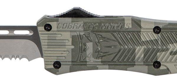 CobraTec Knives MADCCTK1MDS CTK-1  Medium 3" OTF Part Serrated D2 Steel Blade Army DigiCamo Aluminum Handle Features Glass Breaker Includes Pocket Clip