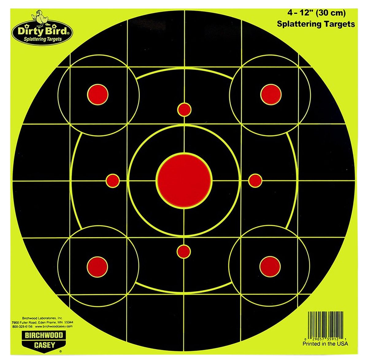 Birchwood Casey 35925 Dirty Bird  12&Quot; Bullseye Paper Hanging Pistol/Rifle Black/Yellow 25 Per Pkg