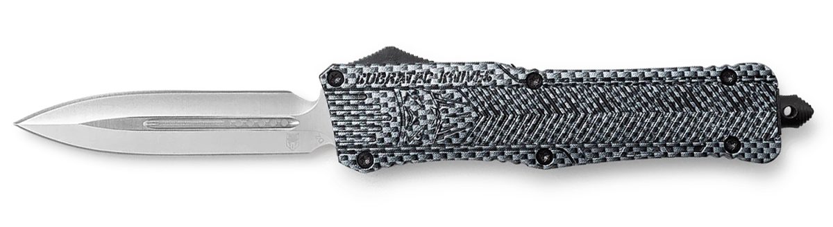 Cobratec Knives Lcfctk1Ldagns Ctk-1  Large 3.75&Quot; Otf Dagger Plain D2 Steel Blade/Carbon Fiber Aluminum Handle Features Glass Breaker Includes Pocket Clip