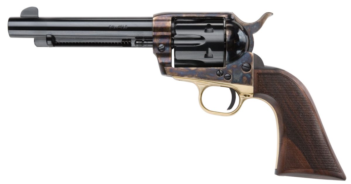 Pietta Hf45Alc512Nmcw 1873 Great Western Ii Alchimista Ii 45 Colt (Long Colt) 6Rd 5.50&Quot; Blued Steel Barrel &Amp; Cylinder, Color Case Hardened Steel Frame, Checkered Walnut Army Grip, Exposed Hammer