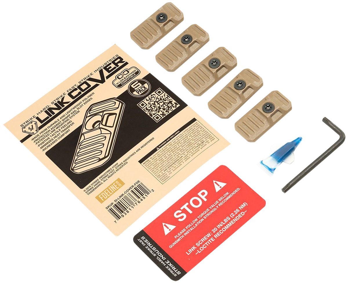 Strike Industries Link-Cover-Fde Link Cover  Flat Dark Earth Polymer For M-Lok &Amp; Keymod Rails 5 Pack