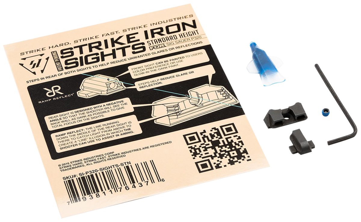 Strike Industries P320Sightsstn Strike Iron Sights  Black/Blank Front Sight Black/Blank Rear Sight Sig Sauer P320 With Rear Dovetail Standard Height