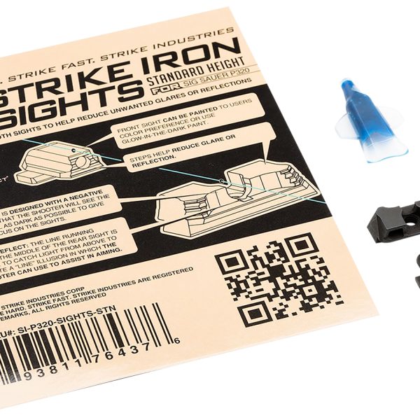 Strike Industries P320SIGHTSSTN Strike Iron Sights  Black/Blank Front Sight Black/Blank Rear Sight Sig Sauer P320 with Rear Dovetail Standard Height